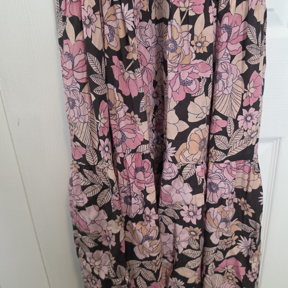 Natural Life Bella Floral Maxi Dress Tiered Ruffle Pink Floral Size Small - Picture 4 of 10